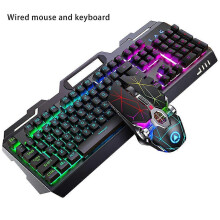 (As show, One size) 1 Set Mechanical Feel Gaming Keyboard Keypad Mouse RGB Backlight Phone Holder