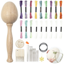 Apooke Darning Egg for Socks Wood Darning Egg and Needle Thread for Socks Clothes Kid DIY Handicraft Home Sewing Tool