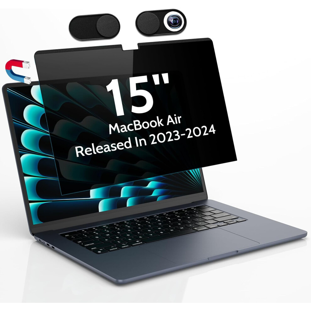 Privacy Screen Macbook Air 15 Inch (2023-2024, M2 M3 Chip) - A2941 A3114, Magnetic Removable Matte Anti Blue 9557311215636