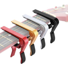 4 Pcs Aluminum Guitar Capo Compatible with Acoustic, Electric, Bass, Banjo, Violin, Mandolin, Ukulele - Black, Red, Silver, Gold