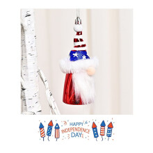 Lmueinov 2024 New US Independence Day Electroplated Faceless Doll Pendant, Compatible with Red Blue White Flag Tree Decoration, Family Gift