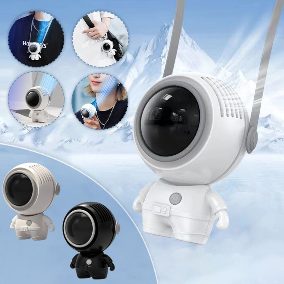 Maxiaoxia Usb Portable Lanyard Small Fan Hanging Neck Handheld Leafless Spaceman Small Fan Portable Cooling Fan Chill Fans For Home Outdoor 9418476360749