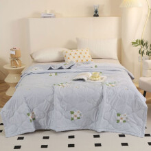 Miayilima Summer Blanket, Skin-Friendly Washed Cotton Bed Blanket, Plain Print Cool Comforter for Hot Sleep, Ventilated Sleeping Blanket