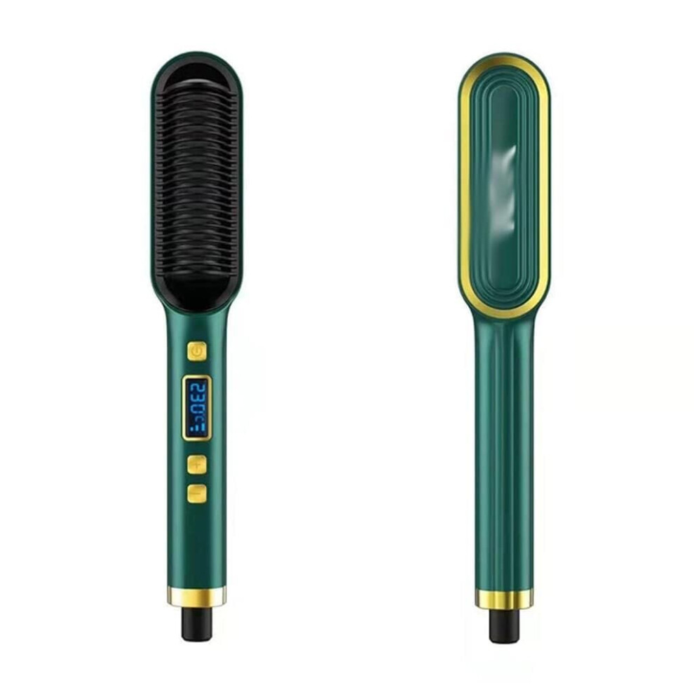 2 in 1 Hair Straightener Brush and Curler with LCD Display, Fast PTC Heating, Anion Frizz Control
