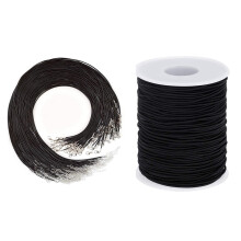 1 Roll 100M Elastic String for Bracelets & 20 Pieces 20 Inches Black Waxed Necklace Cord with Clasp Bulk