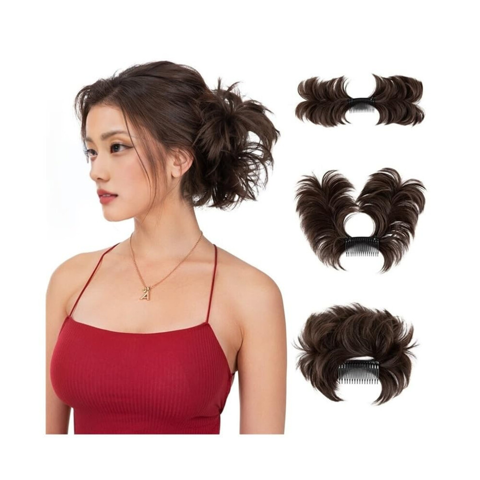 Synthetic Messy Bun Hairpiece with Secure Side Comb Clip, Natural Soft Texture, Multiple Colors