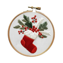 HILABEE Christmas Embroidery Kit Hand Craft including Hoop Color Threads Hand Embroidery Embroidery with Christmas Pattern for Adults Stocking
