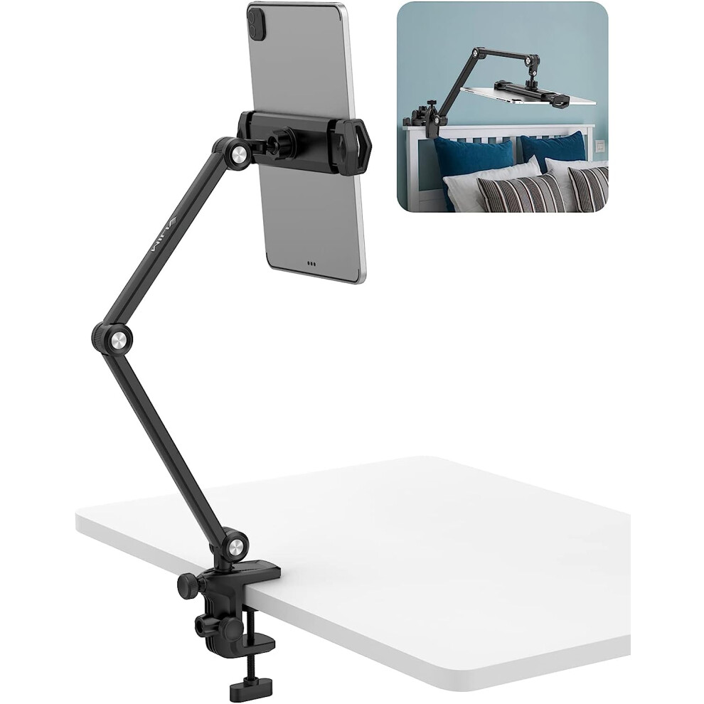 Tablet Holder Compatible With Ipad Desk Stand - Hp006 Aluminum Compatible With Ipad Mount For Bed I Flexible Arm I Multi-Angle Adjustable I 360 9170372870929