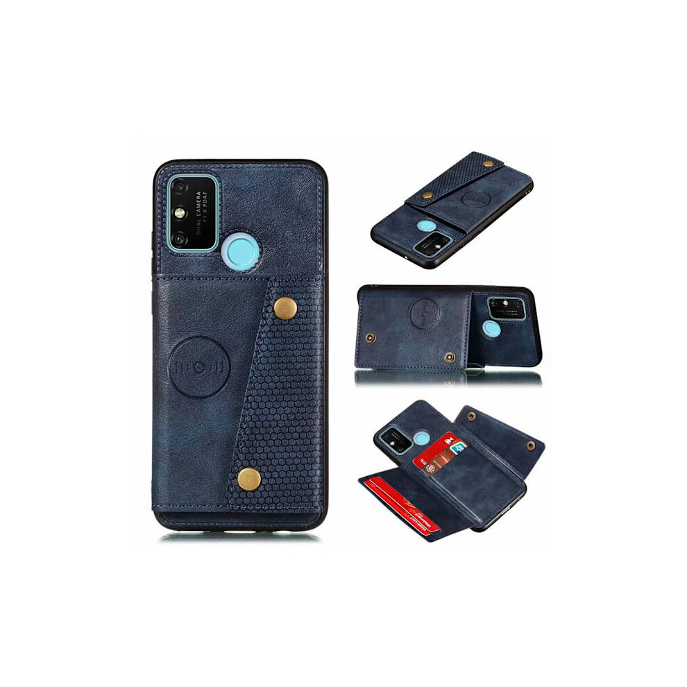 Compatible With Samsung Galaxy A21s - Stylish Case With Card Holder Dark Blue 9170372872046