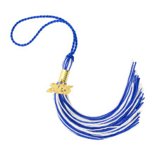 2025 Graduation Cap Tassel Blue and White with Detachable Year Charm for Ceremony and Party