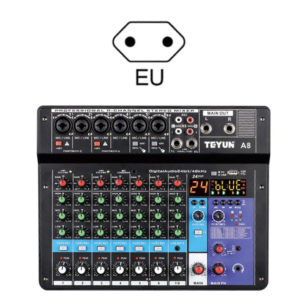 (As Show, Us) 8 Channel Sound Card Audio Mixer Sound Board Console Desk System Interface 3242242622399