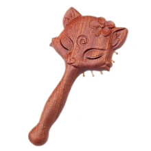Wooden Hair Brush with Gentle Scalp Massage, Fox Shape Detangling Paddle for Thick and Curly Hair