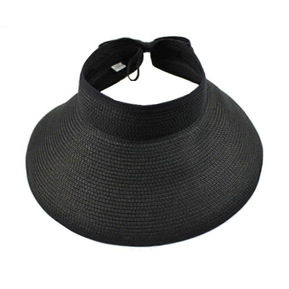 (As Show, Cream Color) Fashion Girl Women Lady Foldable Roll Up For Sun Beach Wide Brim Straw Visor Hat 3364096783184