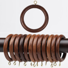 24pcs 3 Inch Wooden Curtain Rings Rosewood Finish for 1.752 Inch Rods Smooth Quiet Gliding