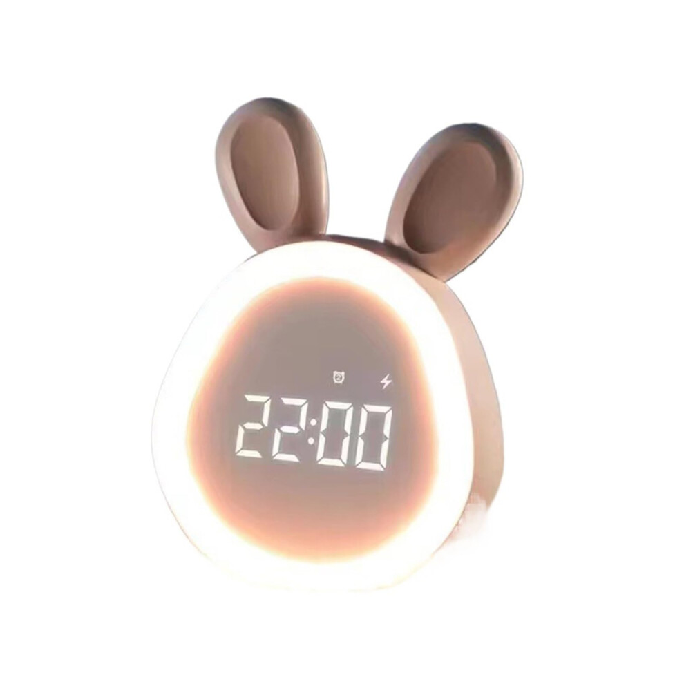 Kids Night Alarm Clock With Cute Bunny Design, Led Breathing Rechargeable For Bedroom Light