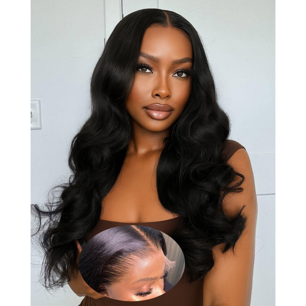 Unisex 24 Inch Hd Lace Body Wave Human Hair Wig 9X6 Closure Preplucked Virgin Hair Natural Hairline