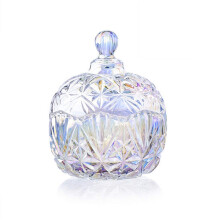 Glass Sugar Bowl with Dustproof Lid, Large Candy Storage Jar, MultiPurpose, Color C, Large
