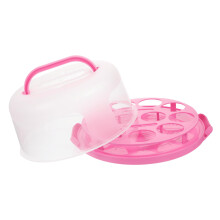 Pink Cake Carrier with Lid, Lightweight Reusable Cake Storage Container for Birthdays and Parties
