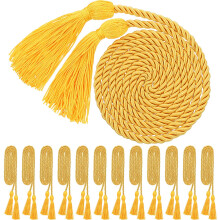 Graduation Honor Cords 12 Pack Bright Gold Extra Long Durable Polyester for Ceremony