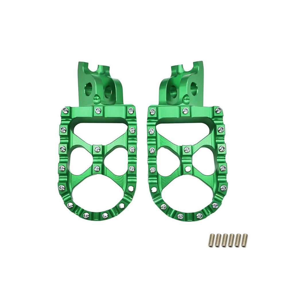 Dirt Bike Foot Pegs For Honda Crf250 Crf450 Kx250 Kx450, Wide Motocross Pegs With Enhanced Grip Green 9053599973720