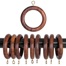 Wooden Curtain Rings Rosewood 1.75 Inch Inner Diameter with Hooks Smooth Sliding Pack of 48