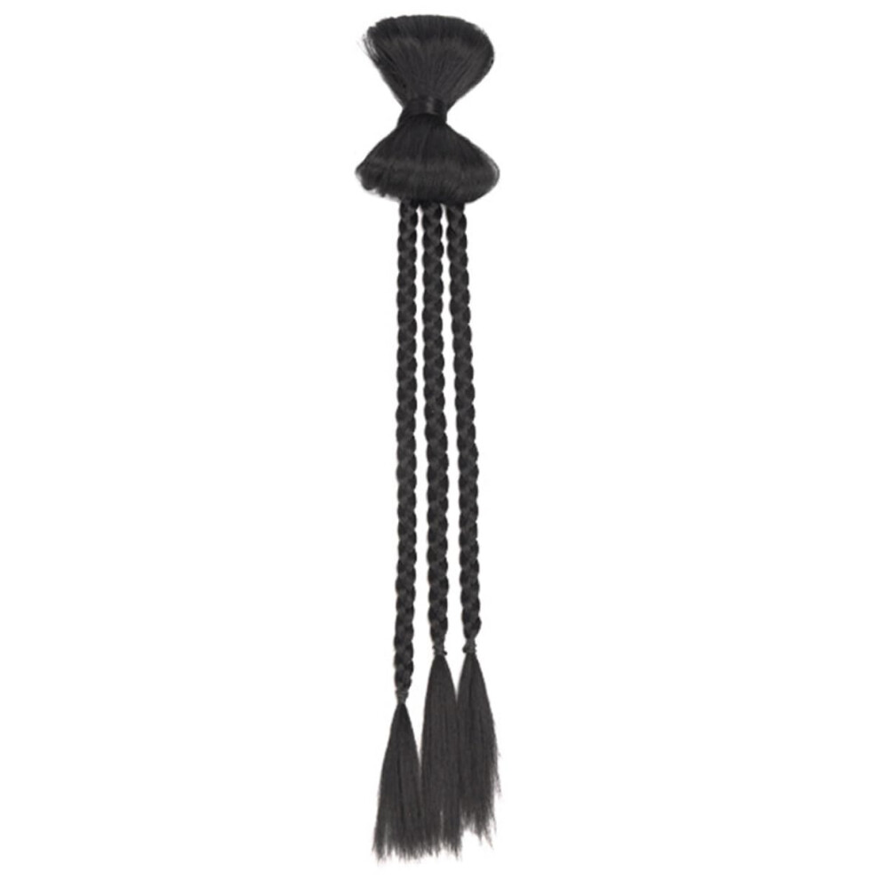 Braided Ponytail Extension Natural Black Synthetic Hairpiece with Easy Clip for Women Cosplay Daily