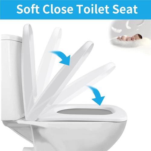 Square Soft Close Toilet Seat with Quick Release, Adjustable Hinge,  Fixing for Modern Bathroom 1