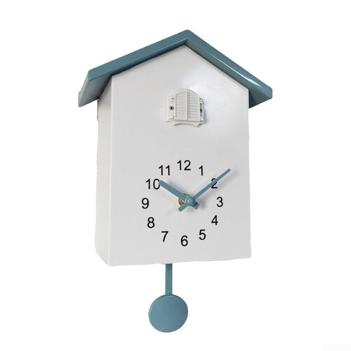 Modern Cuckoo Clock 25cm ABS Battery Powered with Pendulum Silent Night Mode Adjustable Volume White and Grey