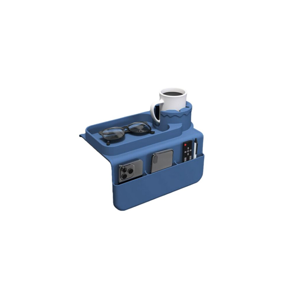 Sofa Armrest Organizer Deep Silicone Cup Holder Tray With Phone Slot Couch Caddy For Remote Control Blue 9455672629393