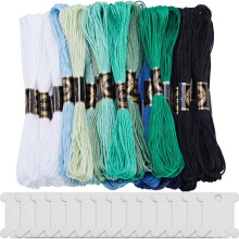 36 Skeins 288m Polyester Embroidery Floss Kit, 3 Style 6-Ply Cross Stitch Threads, Gradient Colors with 14 Pcs Plastic Winding Boards for DIY Craft