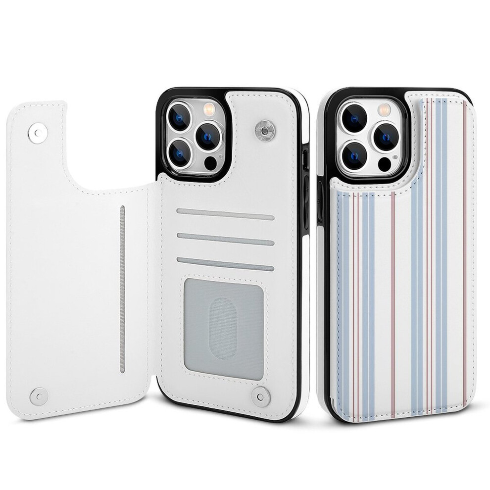 Striped Wallet Case Compatible With Iphone 14 Pro Max, Pu Leather Flip Case With Card Holder, Kickstand & Magnetic Clasp 9180479533467