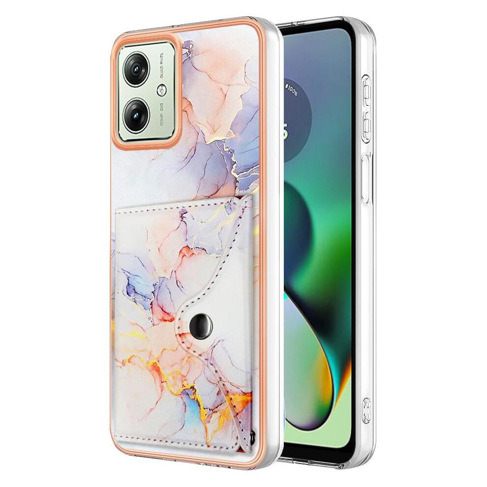 Case For Motorola Moto G54 Marble Soft Tpu Bumper Card Slots Slim Wallet 9180479533290