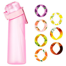 Flavored Water Bottle with 7 Flavor Capsules Air Water Up Bottle Frosted Black 650ml Air Starter Up Set Water Cup for Camping Spo Transparent pink