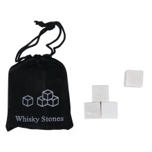 XiLanHUA Clearance Whiskey Stones Gift Set of 4 Unique Chilling Stones with Velvet Pouch-Reusable