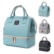 Milk Storage Breastfeeding Double-layer Backpack Hand Bag Double Layer Fresh Preservation Bag,Blue