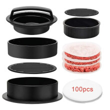 ZOUYUE 3-in-1 Hamburger Patty Maker with 100 Burger Papers