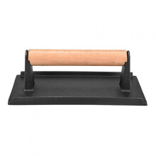 Shoplice Steak Press Commercial Cast Iron Steak Weight Wooden Handle Bacon Grill Hamburger Press