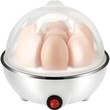 3-in-1 Egg Cooker, 7-Egg Capacity, Boils, Poaches, Scrambles, Omelette Maker, Auto Shut-Off (White)