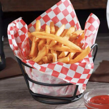 Red & White Checkered Wax Deli Sandwich Wrap Paper Sheets Basket Liner 12x12"