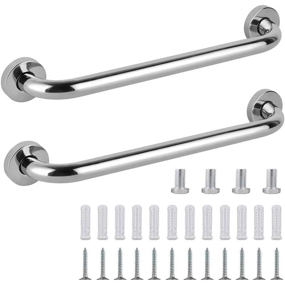 2PCS Safety Support Bars 30cm Stainless Steel Handrail Bathroom Safety Bars for Disabled, Shower Grab Bar, Stainless Steel, Grab Bar