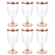6 Pcs Disposable Glass Goblet Wine Goblets Drinks Plastic Glasses Flutes