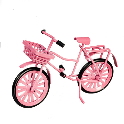 SM.BICYCLE W/BASKET/PINK Miniature Scale