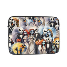 The Nightmare Before Christmas Multi-Character Grid Sublimated Neoprene Laptop Case with Rubber Charm