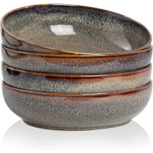 30oz Pasta bowls set - 8" serving bowls - salad bowls set of 4 - Large ceramic bowls - Dinner bowls- Microwave safe bowls
