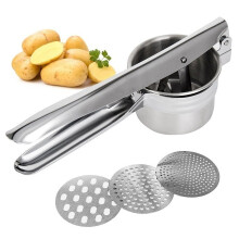 Willstar Stainless Steel Potato Ricer, Compatible with KitchenAid, Ergonomic Handle, 3 Discs, for Purees, Baby Food, Fruit & Veg