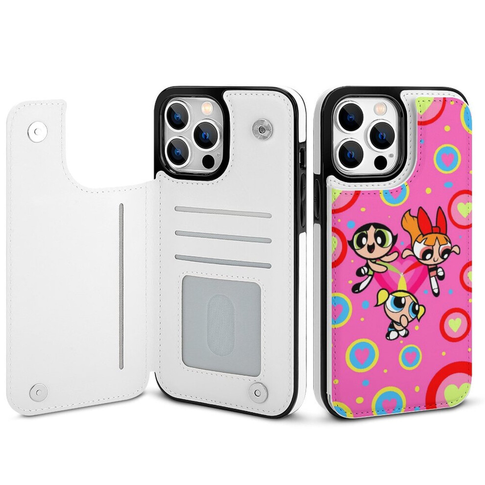 The Powerpuff Girls For Compatible With Iphone 14 Pro Max Wallet Case, Pu Leather Flip Folio With Card Holder, Kickstand, Magnetic Clasp, Shockproof 9130661646291