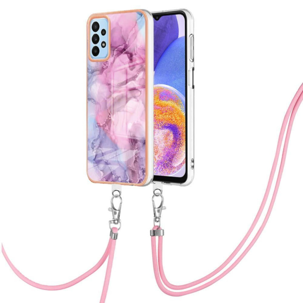Case For Compatible With Samsung Galaxy A52s 5G Soft Tpu Bumper Detachable Strap Crossbody Lanyard Cover Marble 9130661646260