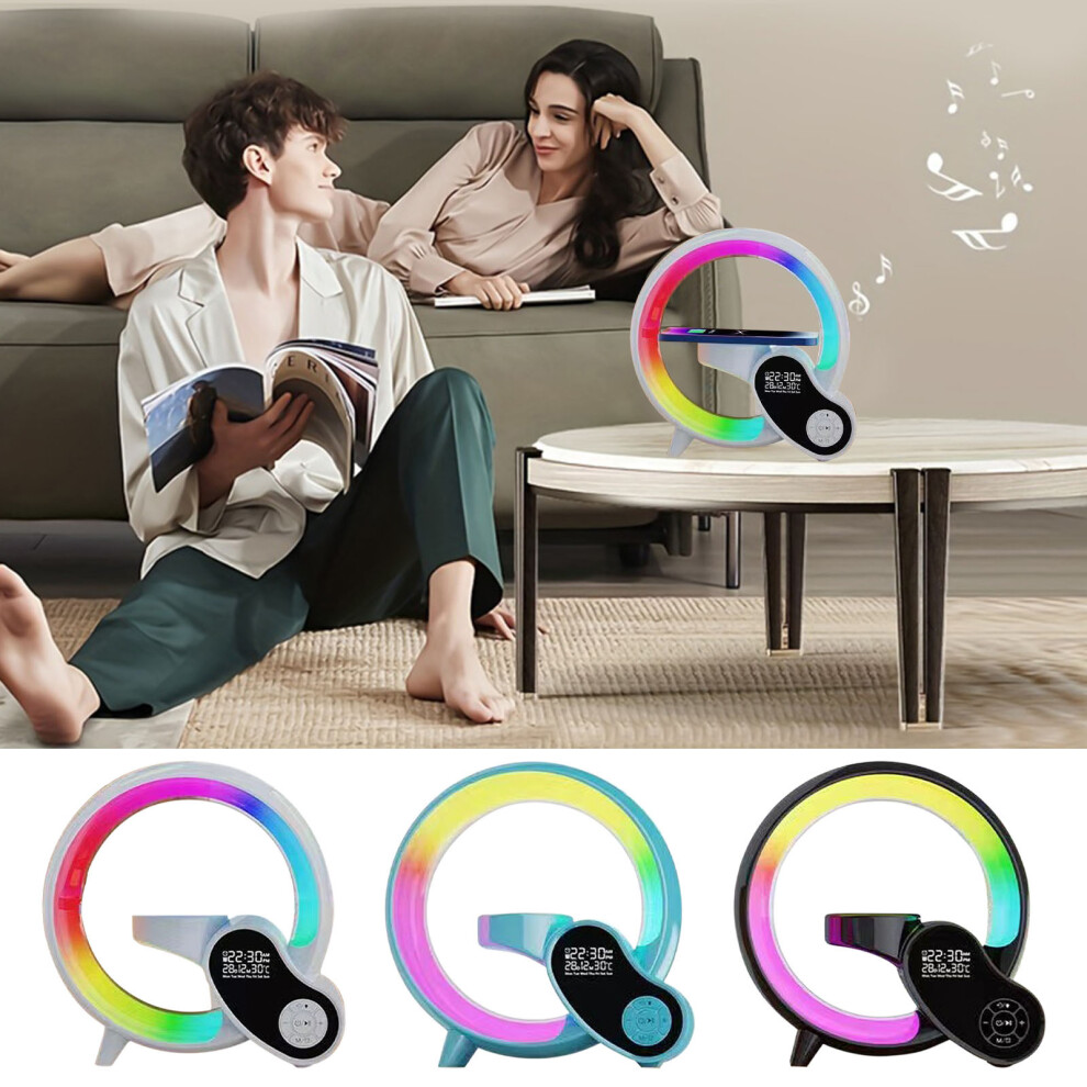 Jacenvly Portable Bluetooth Speaker With Led Alarm Clock & Night - Compatible With App Control Light/White 9130661647564