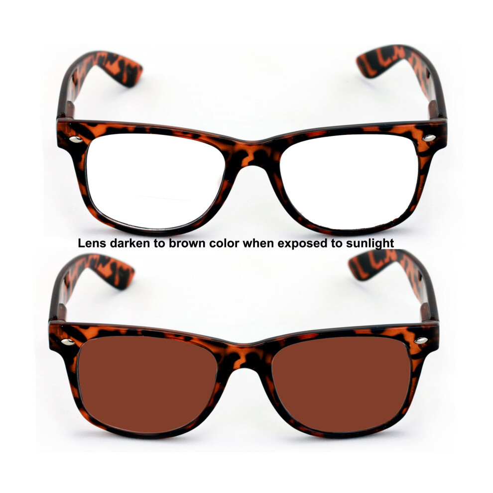 1 Pair of Photochromic Reading Glasses - Reader That Darkens When Exposed to Outdoor Sunlight - UV Protection Readers +1.25
