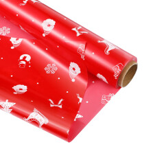 ABOOFAN Cellophane Wrap 2.5 Mil Cellophane Wrap Roll Snowman Xmas Tree Decorated Cellophane Bags to Wrap Gift Baskets Arts Crafts (3000x40cm Red)